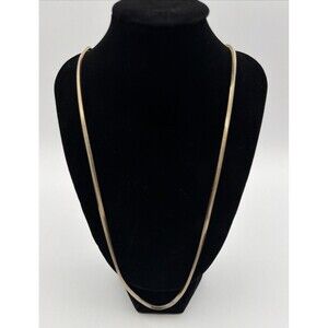 Napier Gold Tone Herringbone Chain Necklace Flat Snake Chain